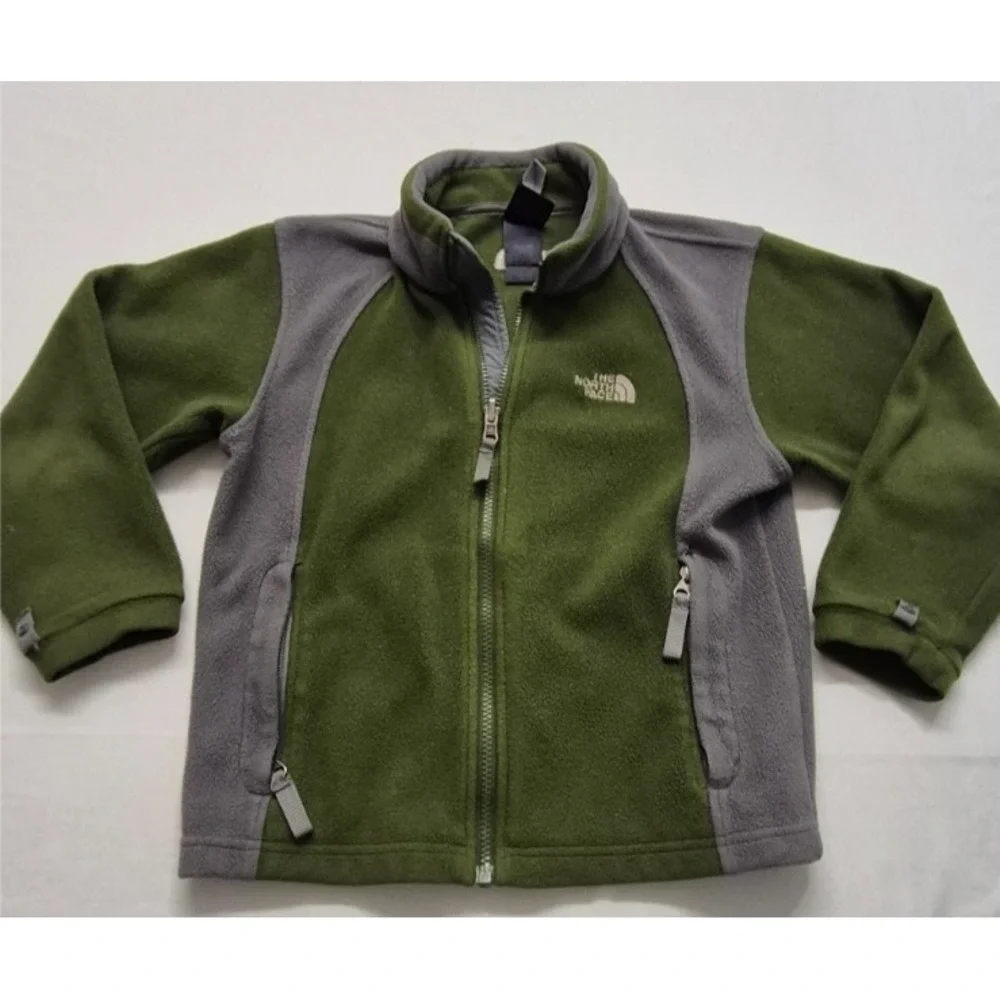 North Face Khumbu men's‎ green/gray fleece full zip jacket sz. SM